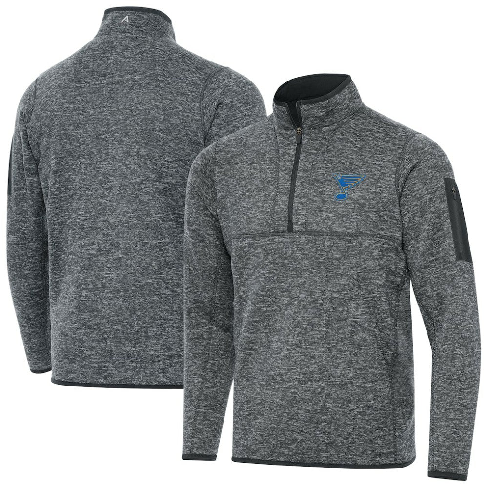 St. Louis Blues Antigua Fortune Quarter-Zip Pullover Jacket - Heather Gray | NHL online