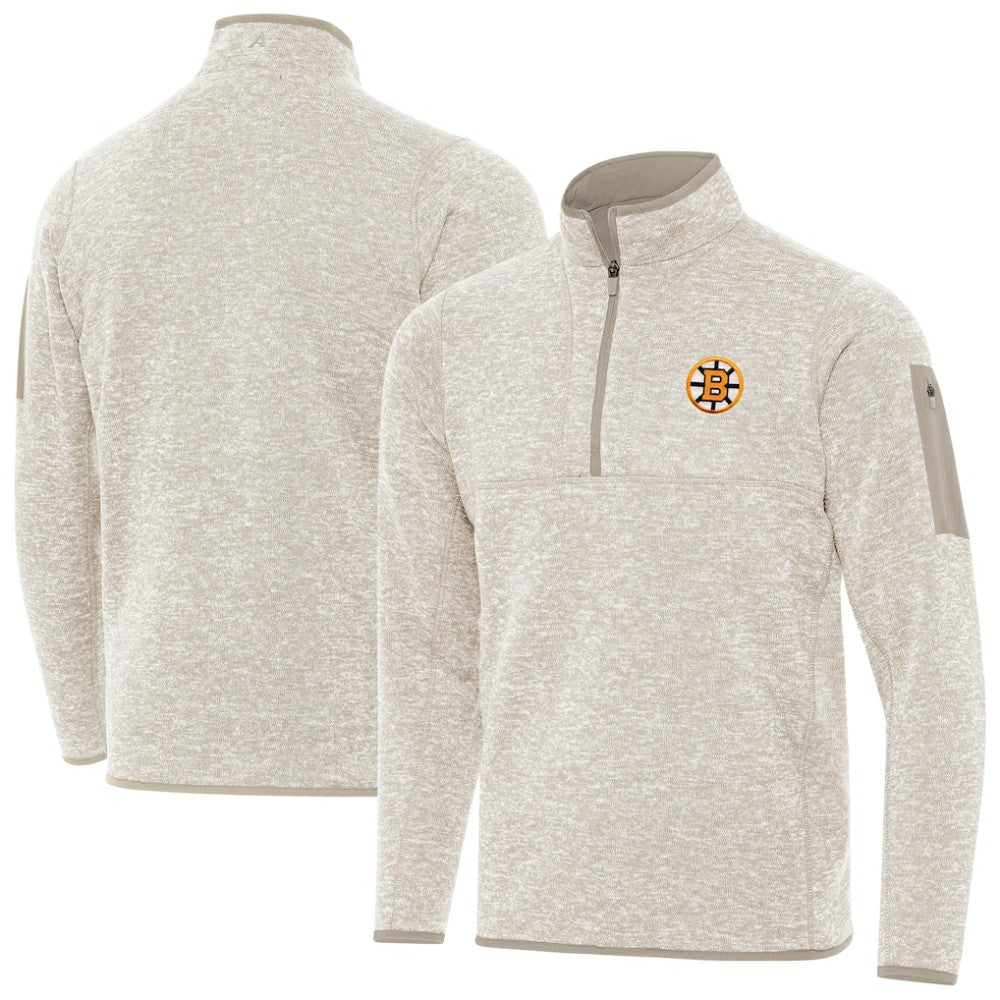Boston Bruins Antigua Fortune Quarter-Zip Pullover Jacket - Oatmeal | NHL online