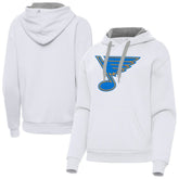 St. Louis Blues Antigua Women's Victory Pullover Hoodie - White | NHL Clearance