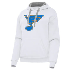St. Louis Blues Antigua Women's Victory Pullover Hoodie - White | NHL Clearance