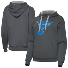 St. Louis Blues Antigua Women's Victory Pullover Hoodie - Charcoal | NHL near me