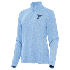 St. Louis Blues Antigua Mentor Long Sleeve Quarter-Zip Mock Polo - Heather Blue | NHL on sale