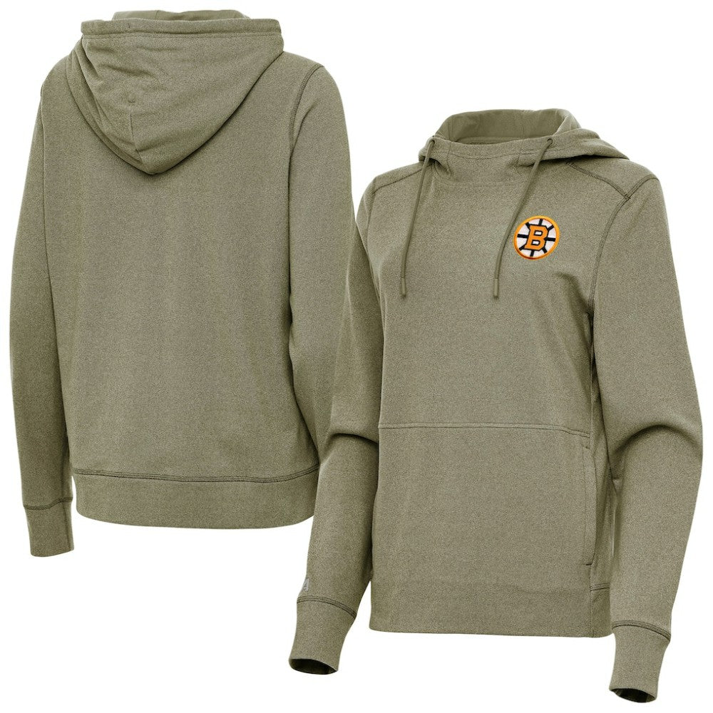 Boston Bruins Antigua Women's Justice Pullover Hoodie - Olive | NHL Lifestyle