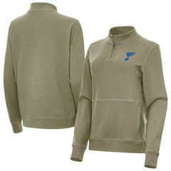 St. Louis Blues Antigua Women's Crush Quarter-Zip Pullover - Olive | NHL discount
