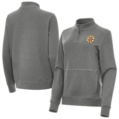 Boston Bruins Antigua Women's Crush Quarter-Zip Pullover - Heather Black | NHL Clearance