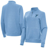 St. Louis Blues Antigua Women's Crush Quarter-Zip Pullover - Heather Blue | NHL Clearance