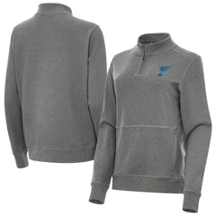 St. Louis Blues Antigua Women's Crush Quarter-Zip Pullover - Heather Black | NHL sale