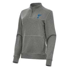 St. Louis Blues Antigua Women's Crush Quarter-Zip Pullover - Heather Black | NHL sale