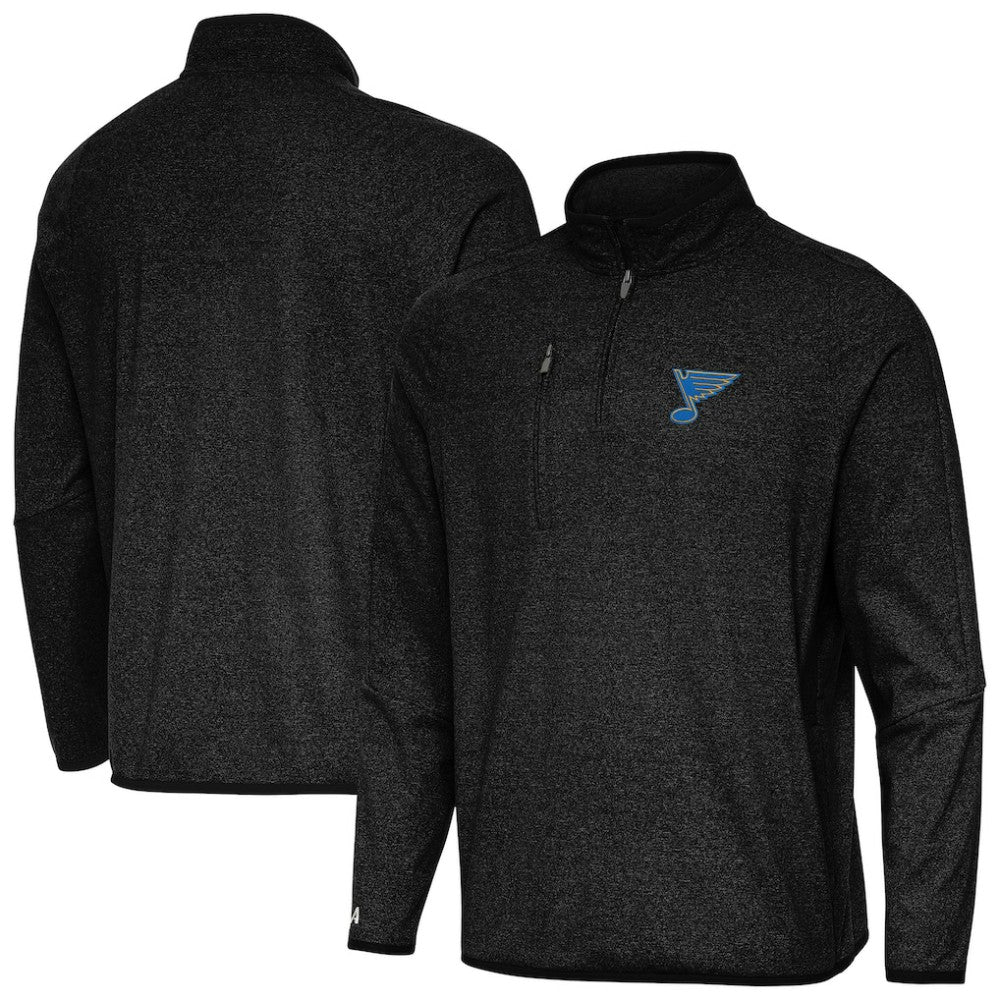 St. Louis Blues Antigua Certain Tri-Blend Quarter-Zip Top - Heather Black | NHL Lifestyle