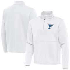 St. Louis Blues Antigua Twist Quarter-Zip Pullover Jacket - White | NHL Clearance