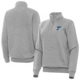 St. Louis Blues Antigua Women's Victory Quarter-Zip Pullover Top - Heather Gray | NHL Lifestyle