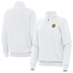 Boston Bruins Antigua Women's Victory Quarter-Zip Pullover Top - White | NHL Lifestyle