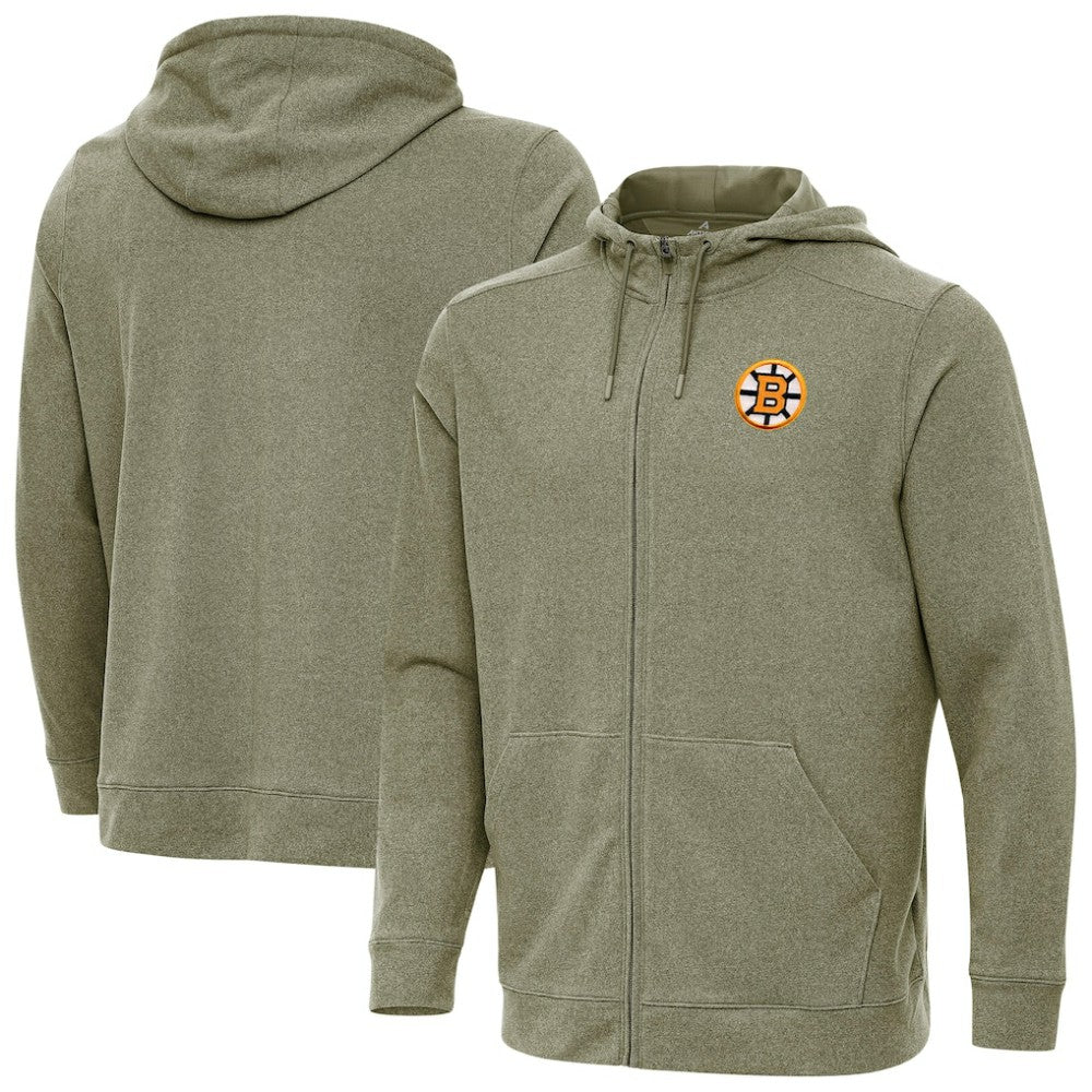 Boston Bruins Antigua Effortless Full-Zip Hoodie - Olive | NHL sale