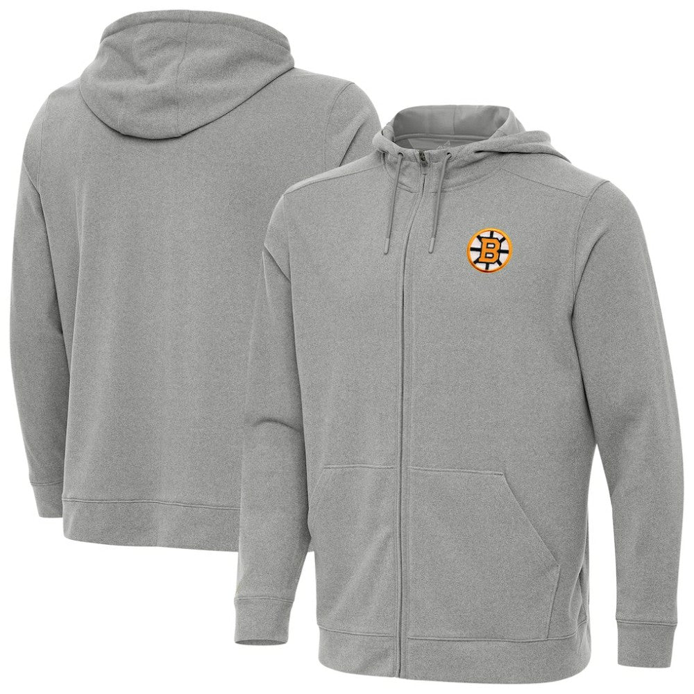 Boston Bruins Antigua Effortless Full-Zip Hoodie - Heather Gray | NHL near me