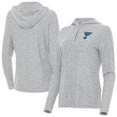 St. Louis Blues Antigua Women's Daybreak Quarter-Zip Hoodie - Heather Gray | NHL Lifestyle
