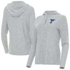 St. Louis Blues Antigua Women's Daybreak Quarter-Zip Hoodie - Heather Gray | NHL Lifestyle