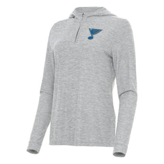 St. Louis Blues Antigua Women's Daybreak Quarter-Zip Hoodie - Heather Gray | NHL Lifestyle
