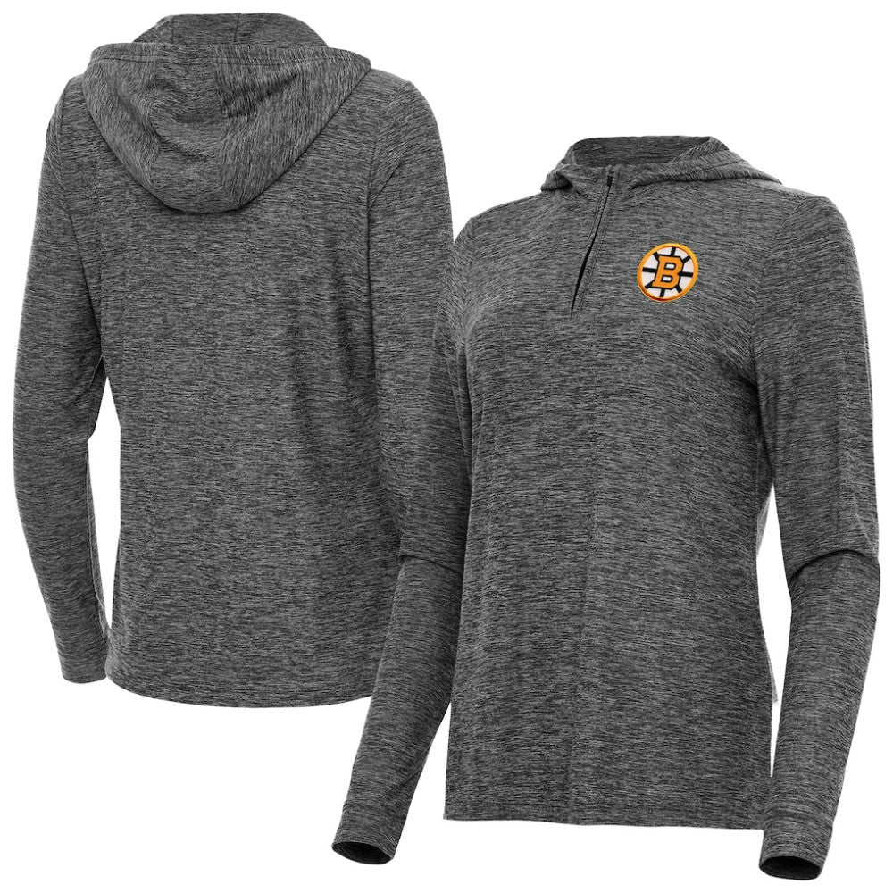 Boston Bruins Antigua Women's Daybreak Quarter-Zip Hoodie - Heather Black | NHL discount