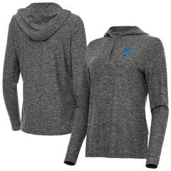 St. Louis Blues Antigua Women's Daybreak Quarter-Zip Hoodie - Heather Black | NHL Clearance
