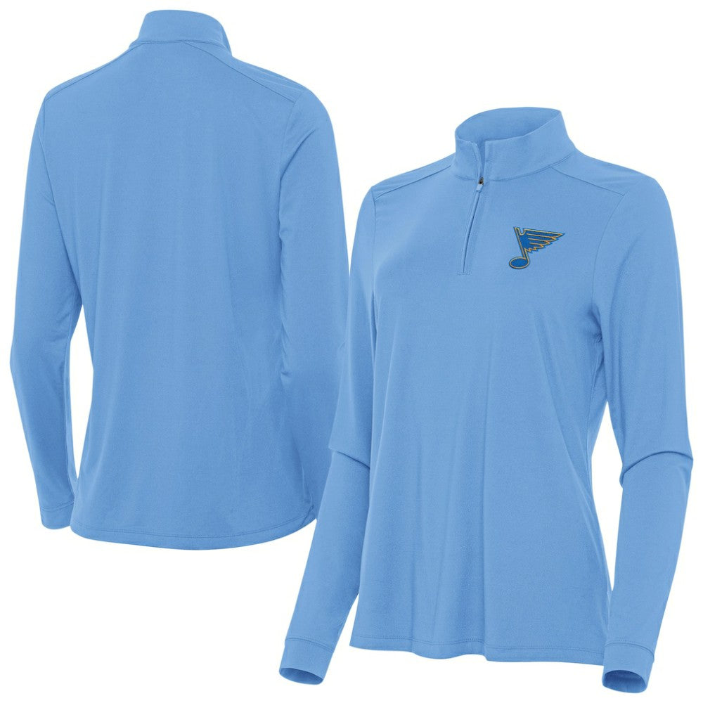 St. Louis Blues Antigua Women's Intent Quarter-Zip Pullover - Blue | NHL Lifestyle