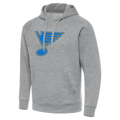 St. Louis Blues Antigua Victory Tall Pullover Hoodie - Heather Gray | NHL Lifestyle