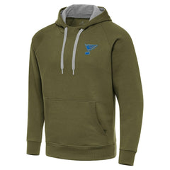 St. Louis Blues Antigua Victory Pullover Hoodie - Olive | NHL on sale