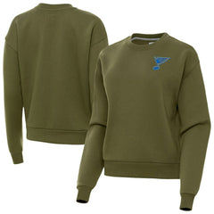St. Louis Blues Antigua Women's Victory Pullover Sweatshirt - Olive | NHL on sale