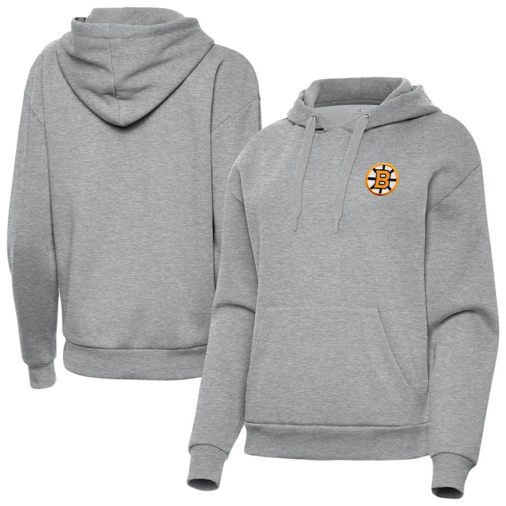 Boston Bruins Antigua Women's Victory Pullover Hoodie - Heather Gray | NHL Clearance