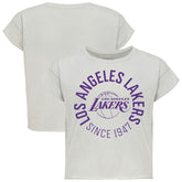 Los Angeles Lakers Sportiqe Women's Cropped Genuine Issue Collection Alana T-Shirt Gray
