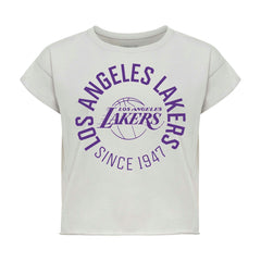 Los Angeles Lakers Sportiqe Women's Cropped Genuine Issue Collection Alana T-Shirt Gray