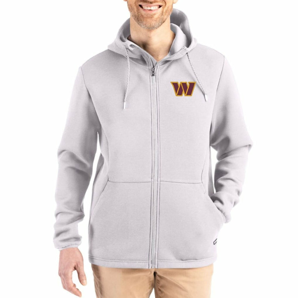 Washington Commanders Cutter & Buck Roam Epic Comfort Recycled Full-Zip Hoodie Jacket - Gray - NFL