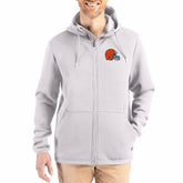 Cleveland Browns Cutter & Buck Roam Epic Comfort Recycled Full-Zip Hoodie Jacket - Gray - NFL