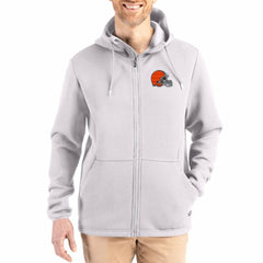 Cleveland Browns Cutter & Buck Roam Epic Comfort Recycled Full-Zip Hoodie Jacket - Gray - NFL