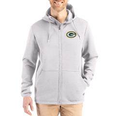 Green Bay Packers Cutter & Buck Roam Epic Comfort Recycled Full-Zip Hoodie Jacket - Gray - NFL