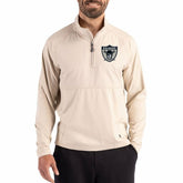Las Vegas Raiders Cutter & Buck Adapt Eco Knit Hybrid Recycled Quarter-Zip Jacket - Light Brown - NFL