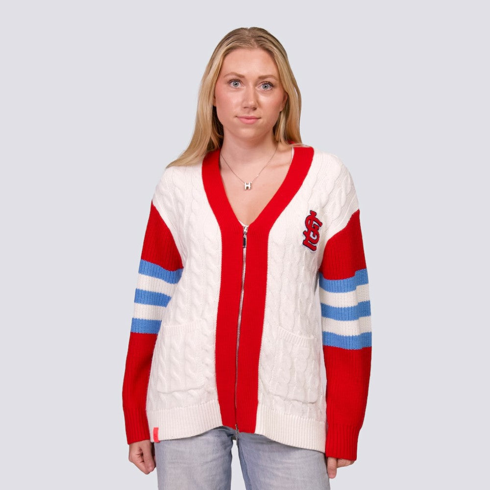 St. Louis Cardinals Lusso Women's Shyla Knit V-Neck Full-Zip Sweater Near Me