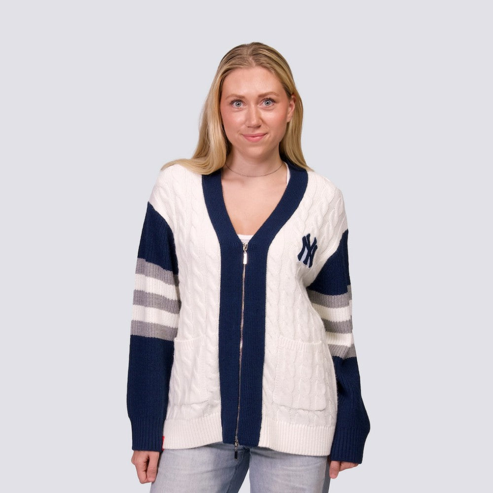 New York Yankees Lusso Women's Shyla Knit V-Neck Full-Zip Sweater Outlet