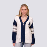 New York Yankees Lusso Women's Shyla Knit V-Neck Full-Zip Sweater Outlet