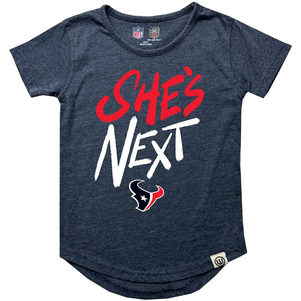 Houston Texans Wes & Willy Girls Youth She's Next Garment Washed T-Shirt - Navy - NFL