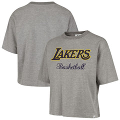 47 brand Los Angeles Lakers '47 Women's Pivot Drop Needle Cropped T-Shirt Gray