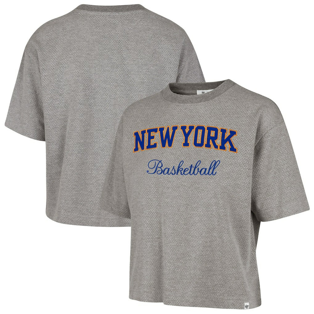 47 brand New York Knicks '47 Women's Pivot Drop Needle Cropped T-Shirt Gray