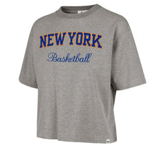 47 brand New York Knicks '47 Women's Pivot Drop Needle Cropped T-Shirt Gray