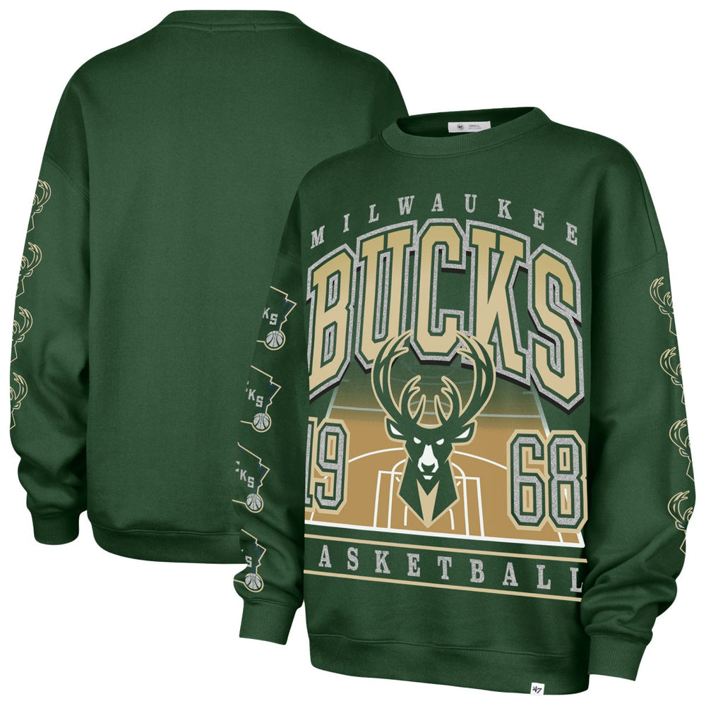 47 brand Milwaukee Bucks '47 Women's Go Big Oversized Sweatshirt Hunter Green