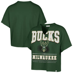 47 brand Milwaukee Bucks '47 Women's Elation Oversized Notch Neck T-Shirt Hunter Green
