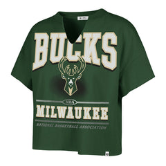 47 brand Milwaukee Bucks '47 Women's Elation Oversized Notch Neck T-Shirt Hunter Green