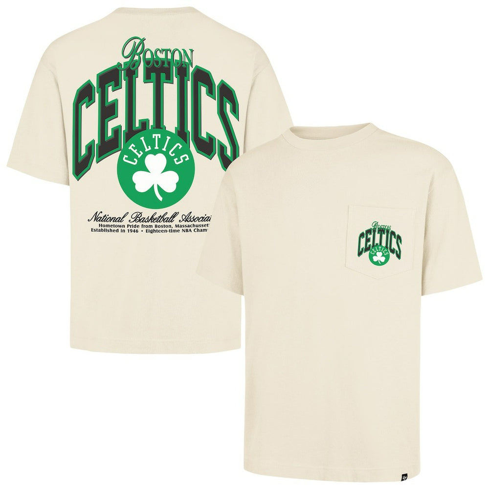 47 brand Boston Celtics '47 Unisex Crossover Collection Foundation Pocket T-Shirt Cream