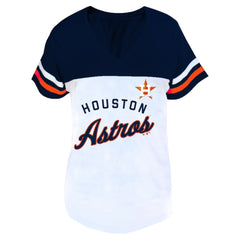 Houston Astros Profile Women's Plus Size Two-Stripe V-Neck T-Shirt Online