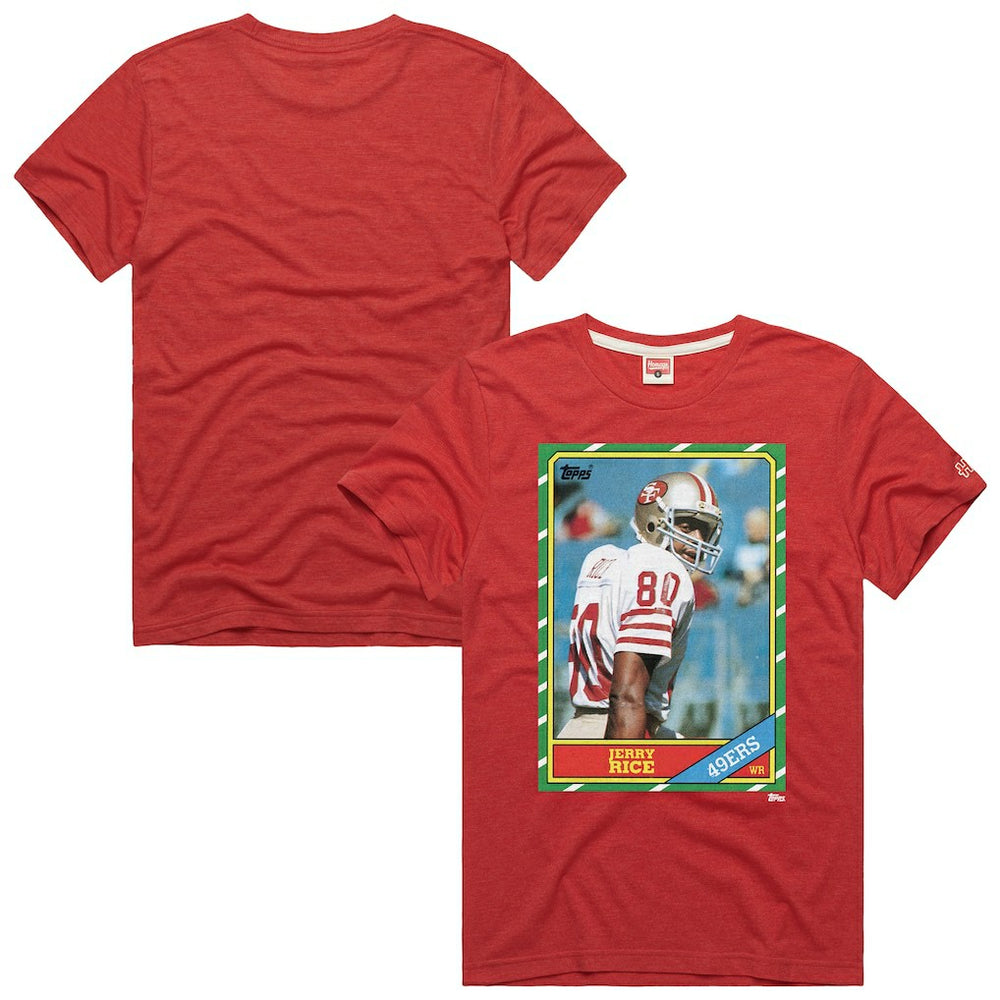 Jerry Rice San Francisco 49ers Homage Unisex NFL Topps Trading Card Tri-Blend T-Shirt - Scarlet - NFL