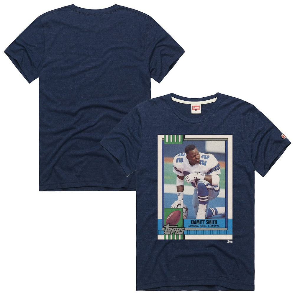 Emmitt Smith Dallas Cowboys Homage Unisex NFL Topps Trading Card Tri-Blend T-Shirt - Navy - NFL
