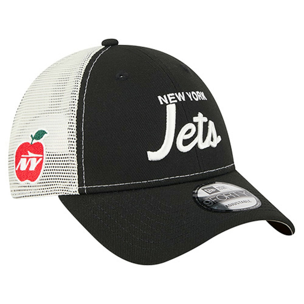New York Jets New Era Apple Trucker 9FORTY Adjustable Hat - Black - NFL
